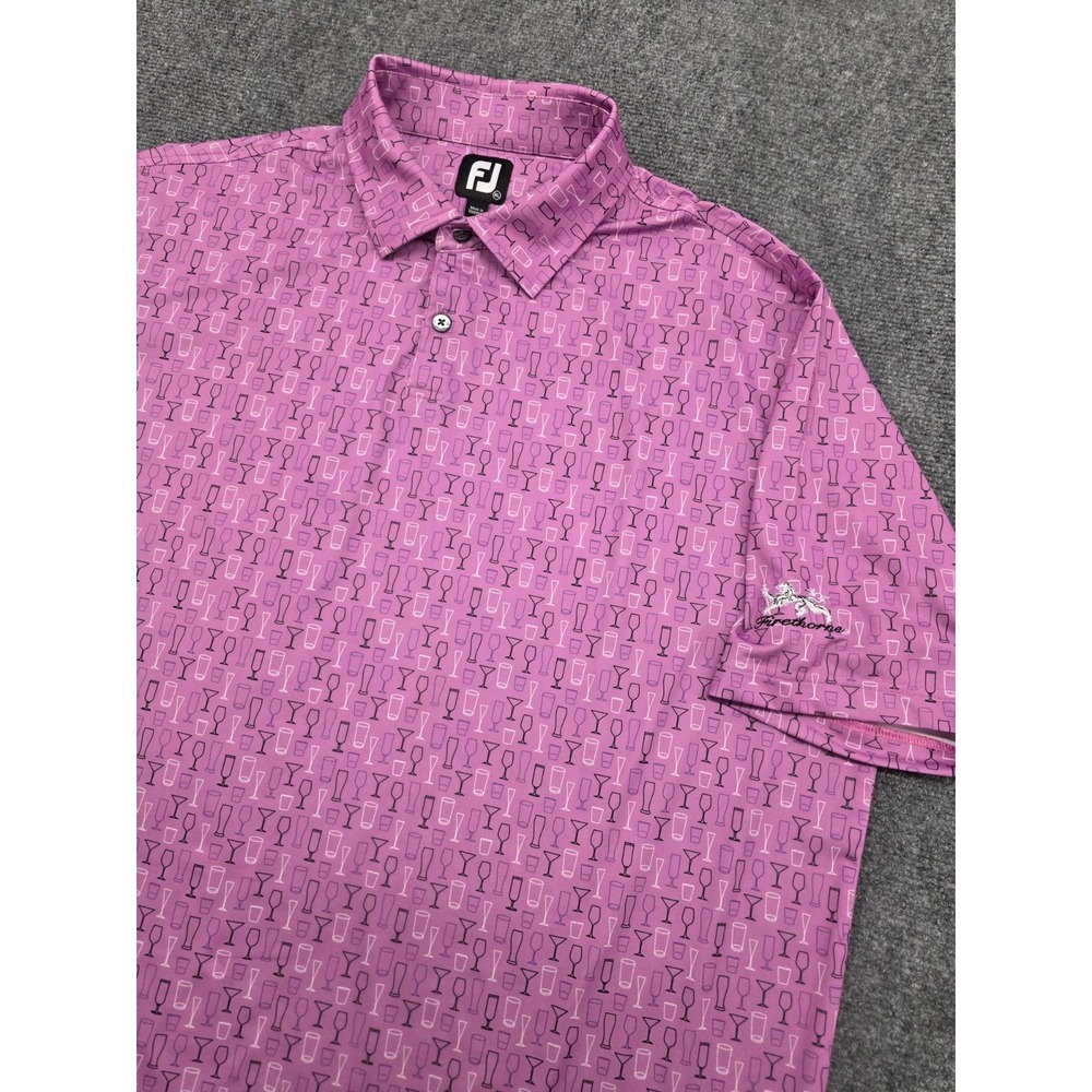 FootJoy‎ Polo Shirt Mens XL Purple Cocktail Glasses Golf Firethorne Club